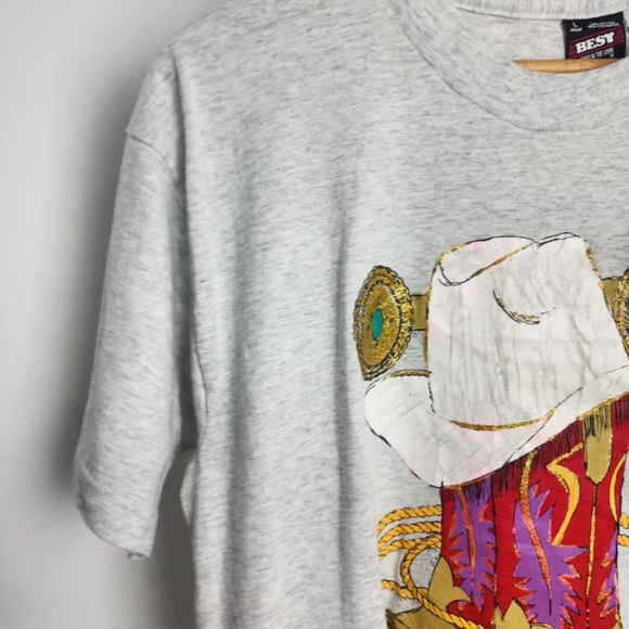 Vintage Western Cowboy Fruit of the Loom Best Single Stitch Size Large* Gray - Picture 7 of 9